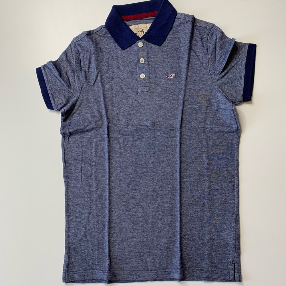 Hollister Blue Collared Polo with Logo